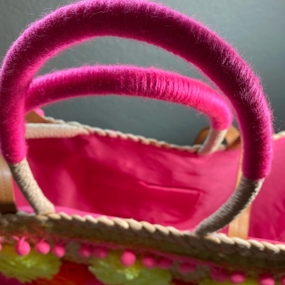 Emma Lomax Ice Cream Pom Pom Straw Tote Bag - Picture 6 of 16